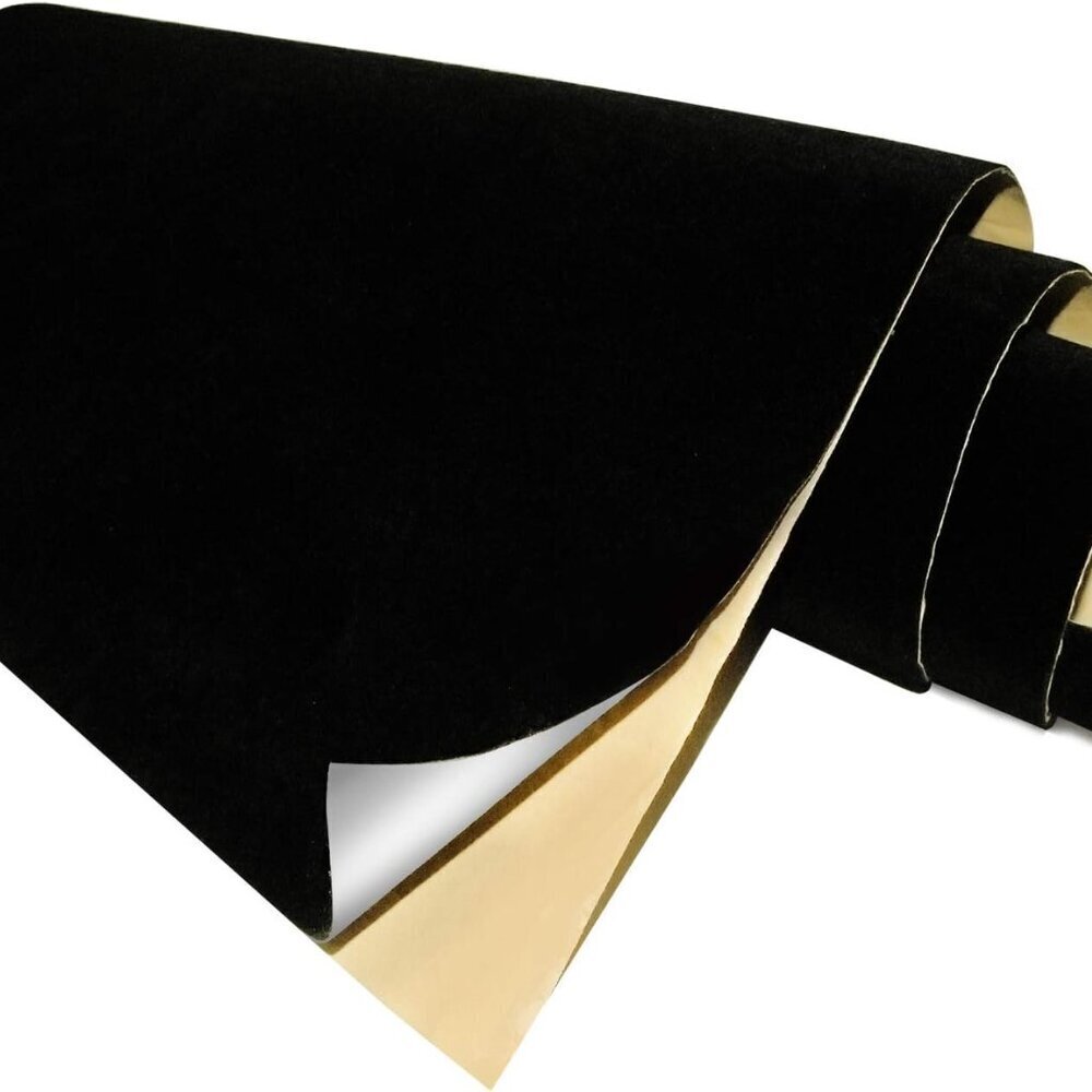 Black Self Adhesive Velvet Fabric Sticky Felt Sheets for Art & Crafts, Jewelry